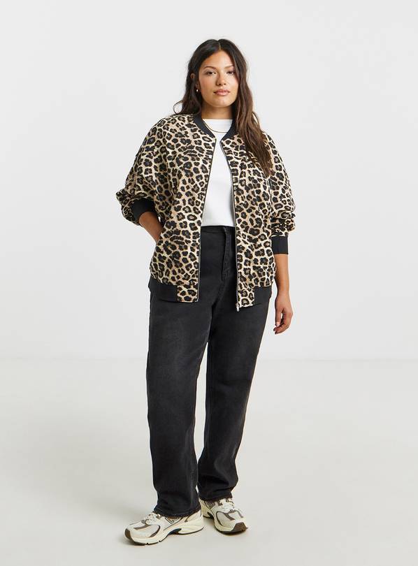 SIMPLY BE Leopard Print Zip Through Bomber 26